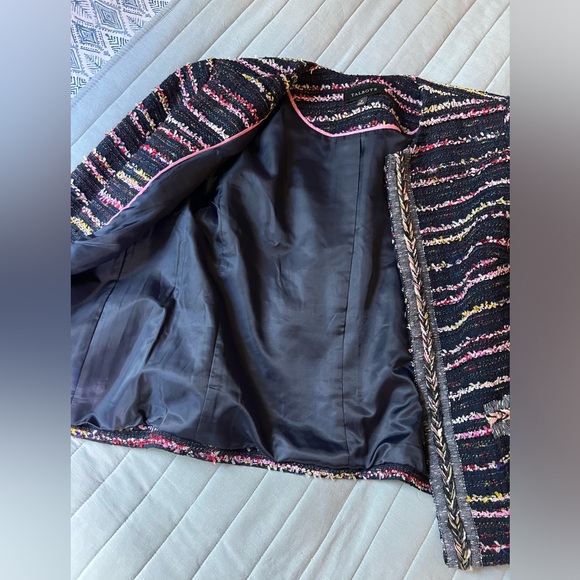 Fringe Tweed Jacket Talbots Sz 8 - Picture 6 of 11